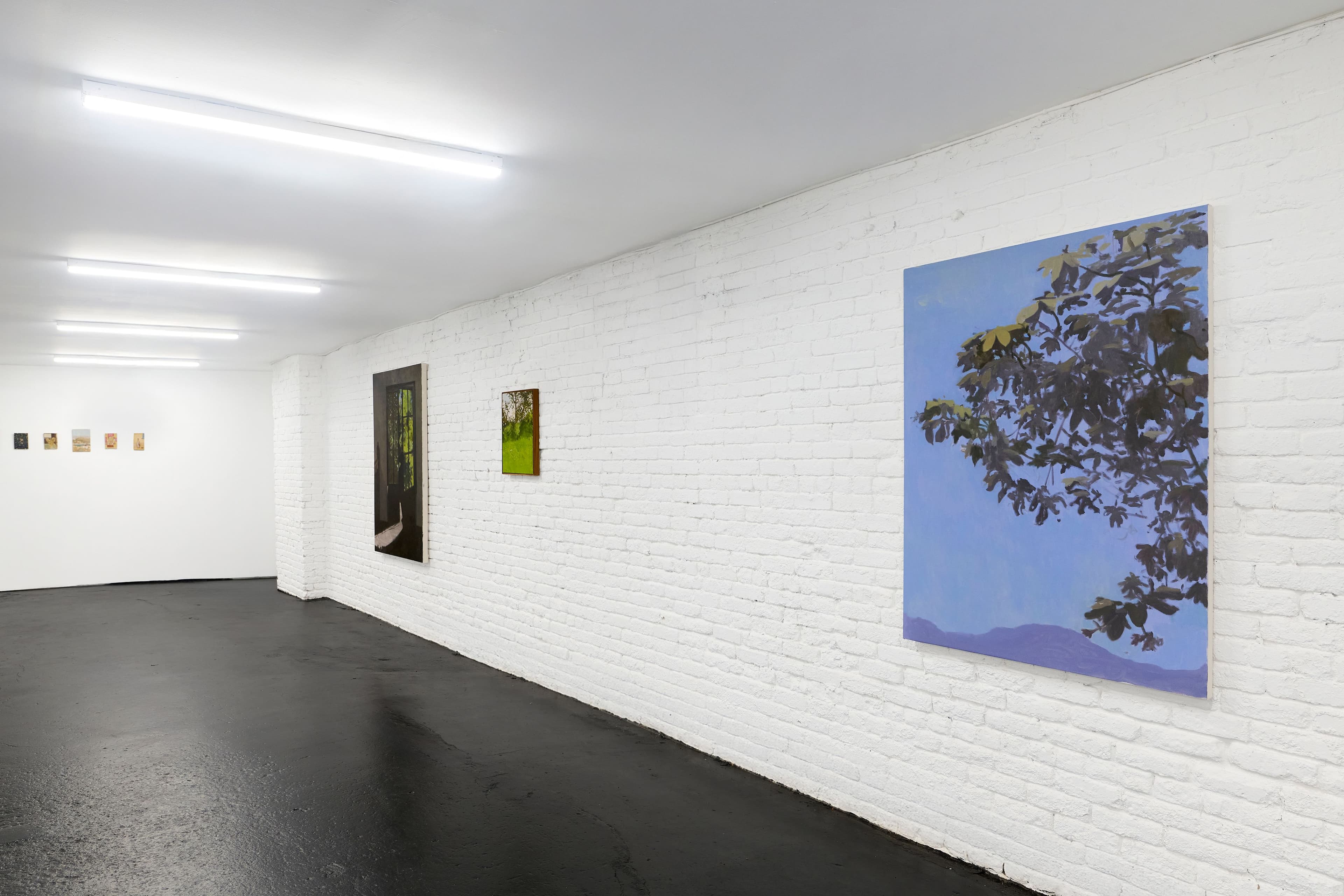 Installation image depicting works by Alejandro Sintura and Raina Lee